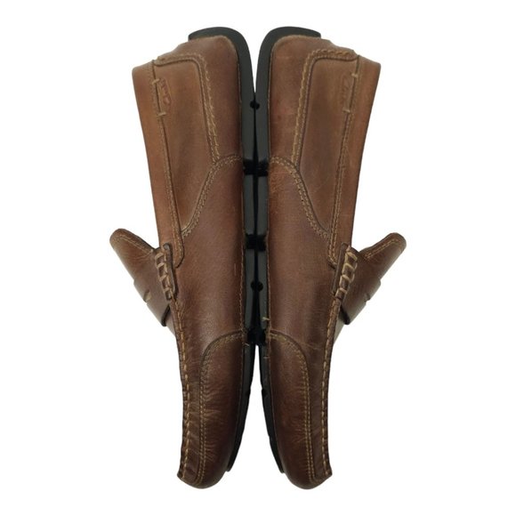 Clarks Collection Driving Mocs Penny Loafers Mens 9 Casual Shoes Brown Slip On - Picture 2 of 12